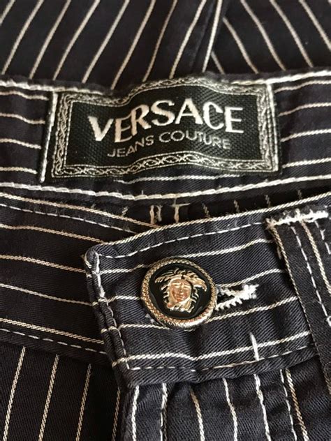 vintage versace jeans couture suit pin stripe women velvet